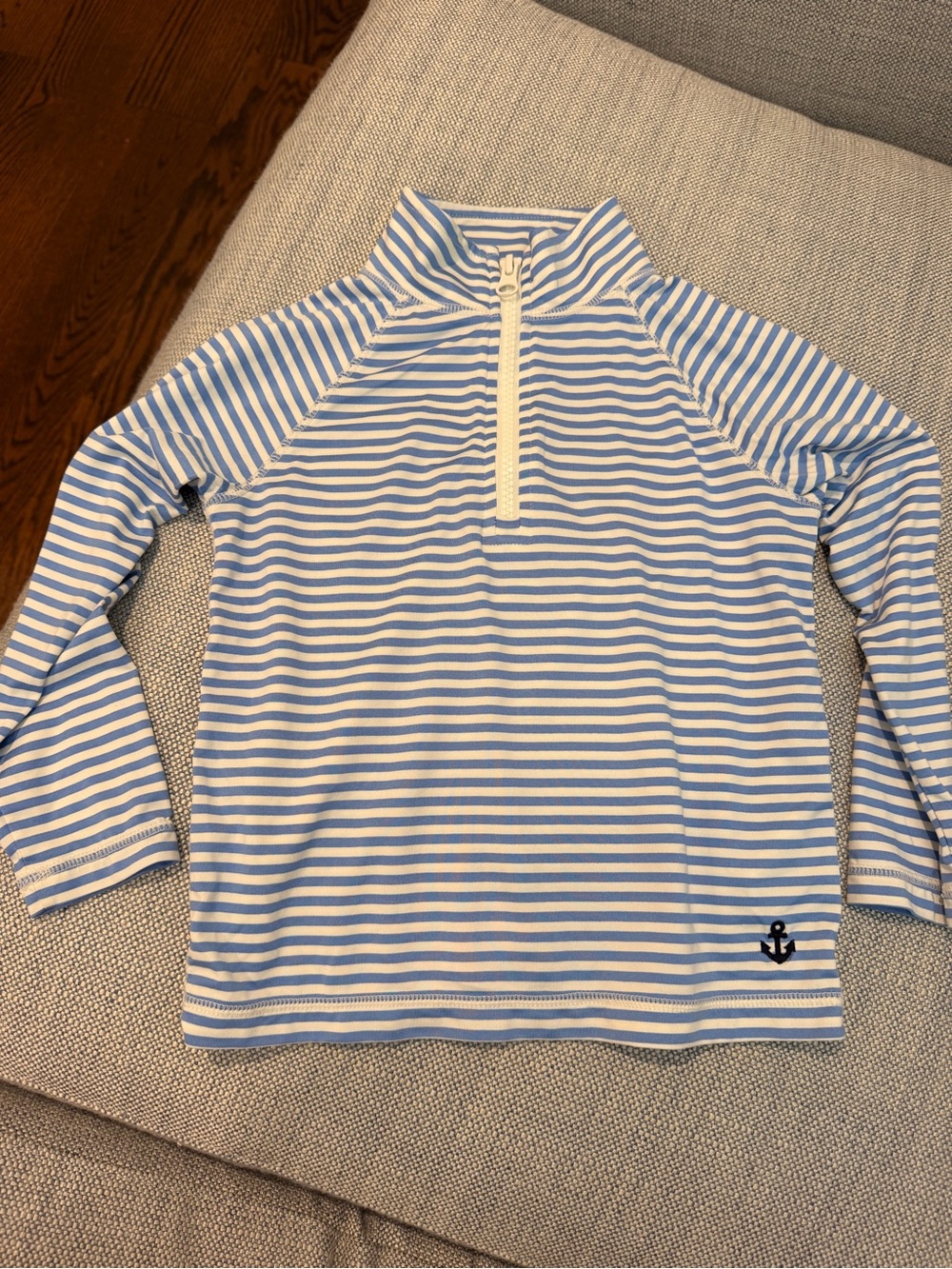 Crewcuts Blue & White Striped Long-Sleeve Quarter Zip